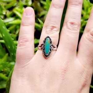 Vintage Bell Trading Post 925 Sterling Silver Turquoise Ring, size 6
